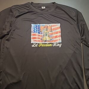 Armored Sportswear Let Freedom Ring Graphic Long Sleeve Shirt Mens L Black NWOT